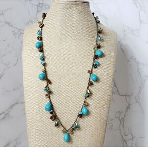 ARTISAN Resin & Stone Long Beaded Bronze Chain Necklace